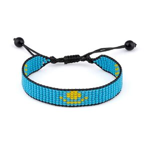Kazakhstan Flag Bracelet, Adjustable, Boho Style Rope Bracelet for Women, Men, Thread String