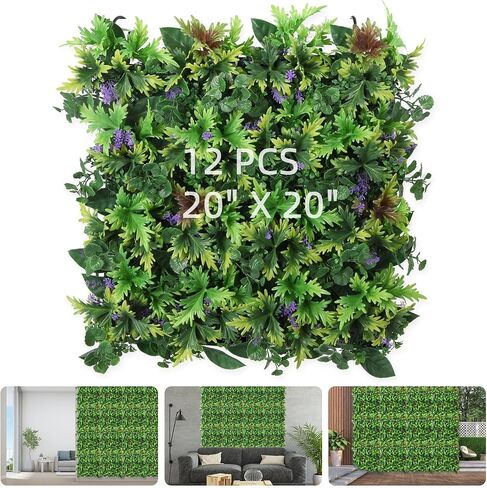 Artificial Grass Wall Backdrop,12pcs 20x20 Inch Faux Grass Wall Panels for Indoor Outdoor Boxwood Wall Decoracion,Greenery Hedge Wall Panels,Fake Green Grass Wall Panels for Party,Garden in Saudi Arabia