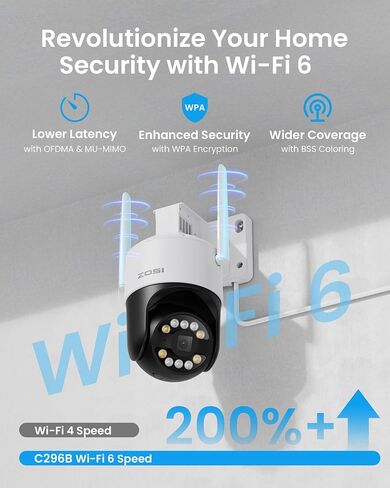 ZOSI 3K 5MP Wi-Fi 6 Security Camera System Wireless,4pcs WiFi Pan Tilt Cameras,Person Vehicle Detection,Motion Track,Color Night Vision,2 Way Audio,8CH 4K NVR with 2TB HDD for 24/7 Recording,Plug-in in Saudi Arabia