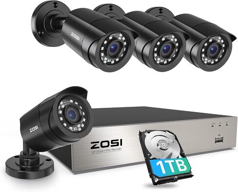 ZOSI 3K 5MP Wi-Fi 6 Security Camera System Wireless,4pcs WiFi Pan Tilt Cameras,Person Vehicle Detection,Motion Track,Color Night Vision,2 Way Audio,8CH 4K NVR with 2TB HDD for 24/7 Recording,Plug-in in Saudi Arabia