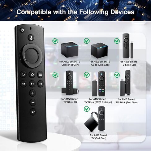 Voice Replacement Remote Control (2nd Gen) fit for Fire Smart TVs Stick 4K, Smart TVs Stick Lite, Smart TVs Stick (2nd Gen), AMZ Smart TV Cube(1st Gen/2nd Gen), Smart TV 3rd Gen in Kuwait