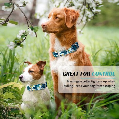 Hikiko Martingale Collar for Dogs with No Buckle Floral Daisy Dog Collar Soft Nylon No Pull Dog Collars for Small Dogs,Green Flower,S in Saudi Arabia
