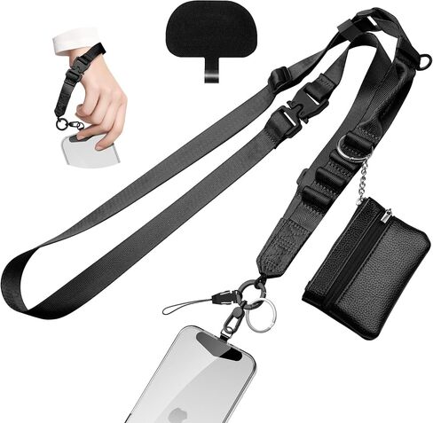 Kaptron Crossbody Phone Lanyard for iPhone - 2 in 1 Adjustable Crossbody Phone Lanyard Wrist Strap with Phone Tethers in Saudi Arabia