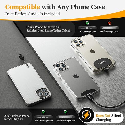 Kaptron Crossbody Phone Lanyard for iPhone - 2 in 1 Adjustable Crossbody Phone Lanyard Wrist Strap with Phone Tethers in Saudi Arabia