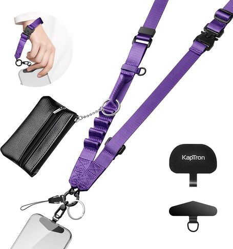 Kaptron Crossbody Phone Lanyard for iPhone - 2 in 1 Adjustable Crossbody Phone Lanyard Wrist Strap with Phone Tethers in Saudi Arabia