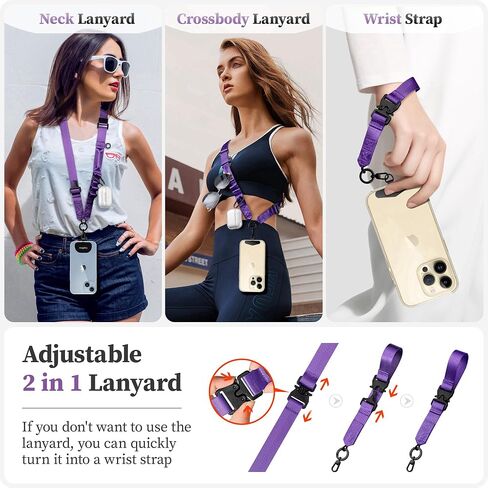 Kaptron Crossbody Phone Lanyard for iPhone - 2 in 1 Adjustable Crossbody Phone Lanyard Wrist Strap with Phone Tethers in Saudi Arabia