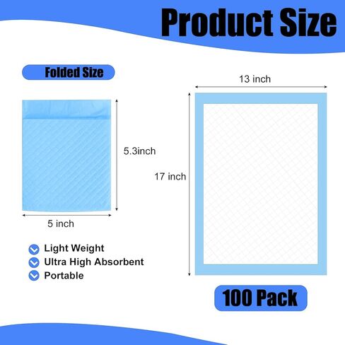 100 عبوة من وسادات تغيير الحفاضات للاستعمال مرة واحدة، مقاس 17 × 13 بوصة، وسادات سفلية للاستعمال مرة واحدة للأطفال، وسادات سرير فائقة الامتصاص للاستعمال مرة واحدة، وسادة تغيير حفاضات مقاومة للماء، وسادات سفلية قابلة للتنفس، حصيرة حماية لطاولة السرير in Kuwait