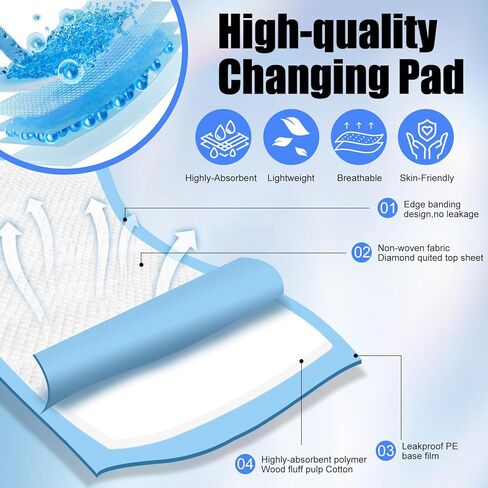 100 عبوة من وسادات تغيير الحفاضات للاستعمال مرة واحدة، مقاس 17 × 13 بوصة، وسادات سفلية للاستعمال مرة واحدة للأطفال، وسادات سرير فائقة الامتصاص للاستعمال مرة واحدة، وسادة تغيير حفاضات مقاومة للماء، وسادات سفلية قابلة للتنفس، حصيرة حماية لطاولة السرير in Kuwait