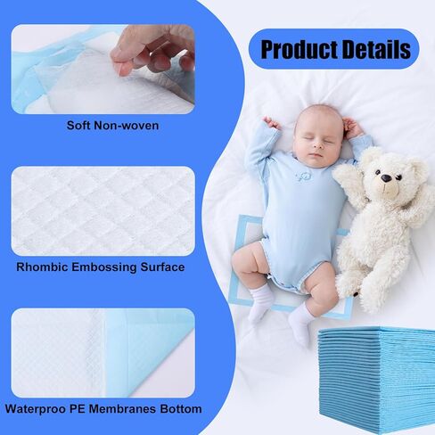 100 عبوة من وسادات تغيير الحفاضات للاستعمال مرة واحدة، مقاس 17 × 13 بوصة، وسادات سفلية للاستعمال مرة واحدة للأطفال، وسادات سرير فائقة الامتصاص للاستعمال مرة واحدة، وسادة تغيير حفاضات مقاومة للماء، وسادات سفلية قابلة للتنفس، حصيرة حماية لطاولة السرير in Kuwait