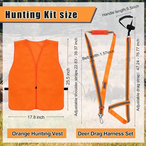 Deer Hanger, Game Hoist Gambrel, Max to 700 Lbs Capacity, with Deer Drag Harness Hunting Gear and Orange Hunting Vest for Deer Carcass Butcher Deer Hunting Accessories in Saudi Arabia