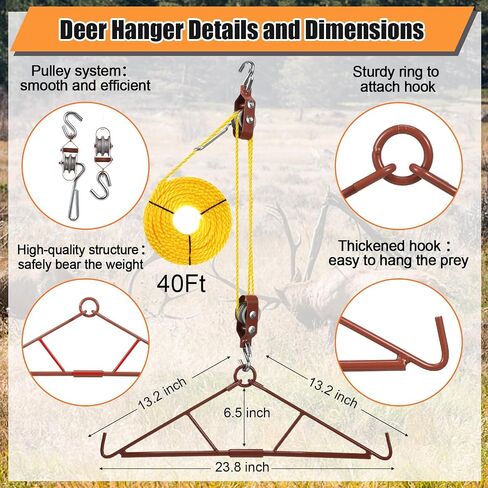 Deer Hanger, Game Hoist Gambrel, Max to 700 Lbs Capacity, with Deer Drag Harness Hunting Gear and Orange Hunting Vest for Deer Carcass Butcher Deer Hunting Accessories in Saudi Arabia