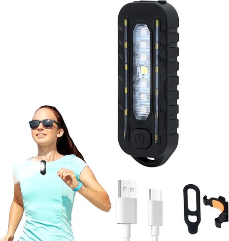 ضوء تشغيل LED قابل لإعادة الشحن - قطعة واحدة من ضوء الأمان للمشي ليلاً، مصباح يدوي مثبت للجري ليلاً، مشي الكلاب، ركوب الدراجات - معدات أمان ليلية مثالية in Saudi Arabia