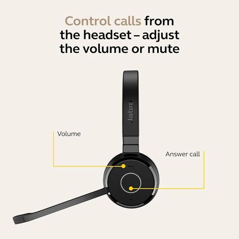 Jabra Evolve 65 TE (Third Edition) Wireless Dual-Ear Headphones - Noise-Canceling Mic, 16 hrs Battery Life, Dual Connectivity, MS Teams Certified, Supports Other Platforms, Black in Saudi Arabia