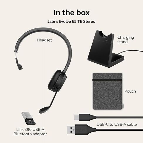 Jabra Evolve 65 TE (Third Edition) Wireless Dual-Ear Headphones - Noise-Canceling Mic, 16 hrs Battery Life, Dual Connectivity, MS Teams Certified, Supports Other Platforms, Black in Saudi Arabia