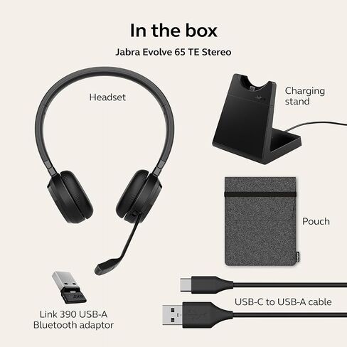 Jabra Evolve 65 TE (Third Edition) Wireless Dual-Ear Headphones - Noise-Canceling Mic, 16 hrs Battery Life, Dual Connectivity, MS Teams Certified, Supports Other Platforms, Black in Saudi Arabia