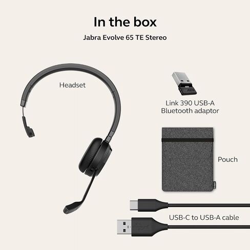 Jabra Evolve 65 TE (Third Edition) Wireless Dual-Ear Headphones - Noise-Canceling Mic, 16 hrs Battery Life, Dual Connectivity, MS Teams Certified, Supports Other Platforms, Black in Saudi Arabia