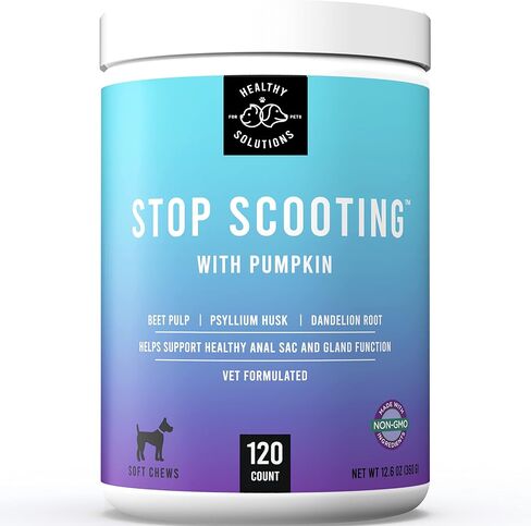Dog Fiber Soft Chews Supplement - Stop Scooting Digestive Formula Enhanced with Pumpkin, Psyllium Husk, & Beet Pulp - Supports Dogs Healthy Anal Gland, Stool & Constipation - Made in USA, 120 ct in Saudi Arabia
