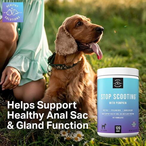 Dog Fiber Soft Chews Supplement - Stop Scooting Digestive Formula Enhanced with Pumpkin, Psyllium Husk, & Beet Pulp - Supports Dogs Healthy Anal Gland, Stool & Constipation - Made in USA, 120 ct in Saudi Arabia