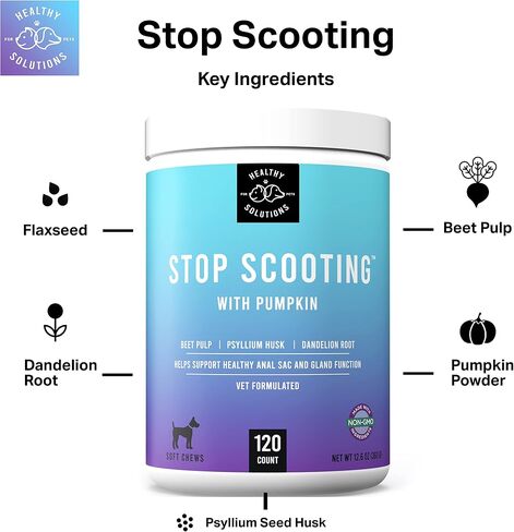 Dog Fiber Soft Chews Supplement - Stop Scooting Digestive Formula Enhanced with Pumpkin, Psyllium Husk, & Beet Pulp - Supports Dogs Healthy Anal Gland, Stool & Constipation - Made in USA, 120 ct in Saudi Arabia