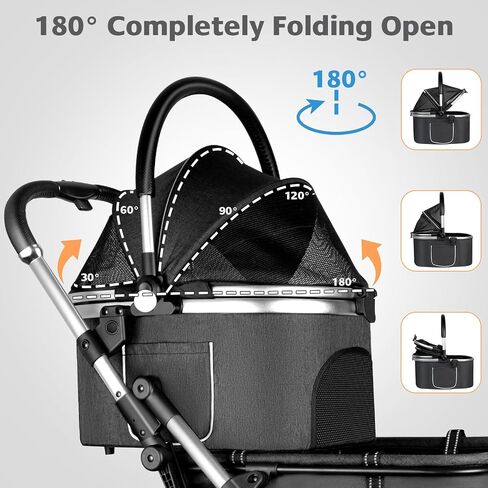 Double Pet Stroller for 2 Dogs or Cats, One-Hand Folding Double Cat Stroller with Detachable Carrier, Safety Belt, Lockable Wheels, Double Dog Stroller for Small/Medium Dog/Cat up to 52LBS Gray in Saudi Arabia