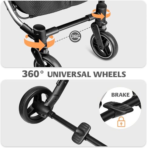 Double Pet Stroller for 2 Dogs or Cats, One-Hand Folding Double Cat Stroller with Detachable Carrier, Safety Belt, Lockable Wheels, Double Dog Stroller for Small/Medium Dog/Cat up to 52LBS Gray in Saudi Arabia