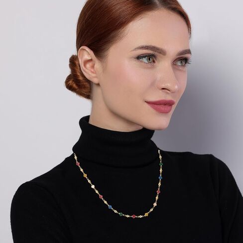 Colorful Heart Choker Necklace 14K Gold Plated Heart Necklaces for Women Golden Chain Rainbow Heart Necklace in Saudi Arabia
