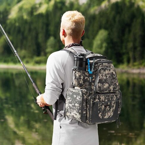 Piscifun Fishing Tackle Backpack Large Waterproof Tackle Bag Storage with 4 Tackle Boxes (Khaki, Black and Camouflage) in Saudi Arabia