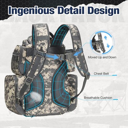 Piscifun Fishing Tackle Backpack Large Waterproof Tackle Bag Storage with 4 Tackle Boxes (Khaki, Black and Camouflage) in Saudi Arabia