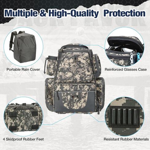 Piscifun Fishing Tackle Backpack Large Waterproof Tackle Bag Storage with 4 Tackle Boxes (Khaki, Black and Camouflage) in Saudi Arabia