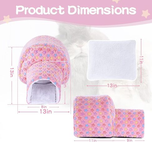 BALAPET Bunny Tunnel Bed,Bunny Hideout 2 in1Bunny Hut& Bed with Removable Mat,Tubes for Kittens Rabbits Guinea Pigs and Other Small Animals in Saudi Arabia