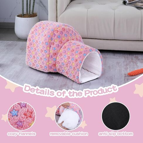 BALAPET Bunny Tunnel Bed,Bunny Hideout 2 in1Bunny Hut& Bed with Removable Mat,Tubes for Kittens Rabbits Guinea Pigs and Other Small Animals in Saudi Arabia