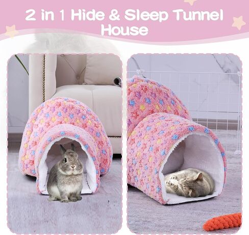 BALAPET Bunny Tunnel Bed,Bunny Hideout 2 in1Bunny Hut& Bed with Removable Mat,Tubes for Kittens Rabbits Guinea Pigs and Other Small Animals in Saudi Arabia
