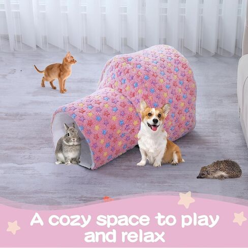 BALAPET Bunny Tunnel Bed,Bunny Hideout 2 in1Bunny Hut& Bed with Removable Mat,Tubes for Kittens Rabbits Guinea Pigs and Other Small Animals in Saudi Arabia