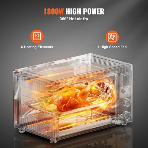 VEVOR 10-IN-1 Convection Oven, 28L/29.6Qt Multifunctional Conventional Oven Countertop, 1800W 4-Tier Toaster with Front Glass Door, with Trays Wire Racks Gloves, Home and Commercial Use in Saudi Arabia