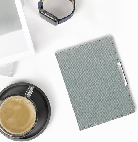 kwmobile Cover Compatible with Kobo Clara 2E / Tolino Shine 4 - Case for E-Reader - Denim Look Fabric Flip Case - Light Blue in Saudi Arabia