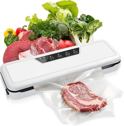 Vacuum Sealer Machine,Compact Food Saver with 10 Vacuum Bags,Dry Moist Fresh Modes,Air Sealing for Kitchen Food Storage,White in Saudi Arabia
