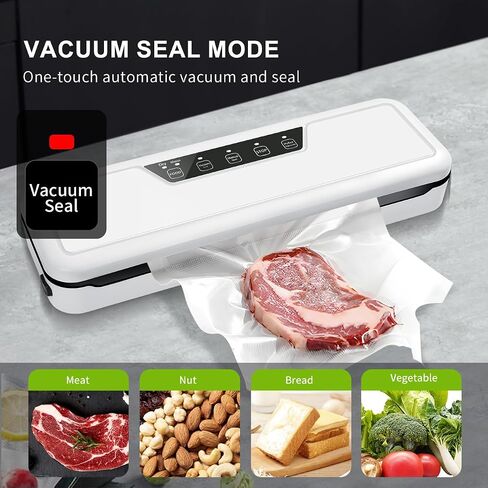 Vacuum Sealer Machine,Compact Food Saver with 10 Vacuum Bags,Dry Moist Fresh Modes,Air Sealing for Kitchen Food Storage,White in Saudi Arabia
