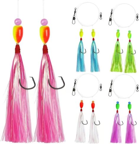 Flounder Rigs, Pr-Rigged Hi Lo Rig Fishing Rigs with Flash Teaser Pompano Rigs Float for Fluke Sea Bass Scup Tautog in Kuwait