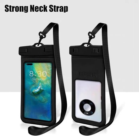 عبوتان من جراب الهاتف المقاوم للماء، حقيبة جافة للهاتف المحمول مضادة للماء لهاتف iPhone 15 14 13 12 Pro Max Galaxy حتى 7.2 بوصة للسفر على الشاطئ - أسود in Saudi Arabia
