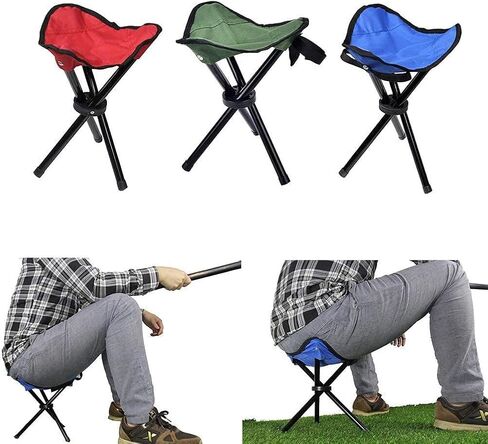 GTC® كرسي مسند للقدمين قابل للسحب للاستخدام في الهواء الطلق على الشاطئ وصيد الأسماك والتخييم ومسند للقدمين قابل للطي ثلاثي الأرجل محمول بثلاثة أرجل (متعدد الألوان) 600D in Kuwait