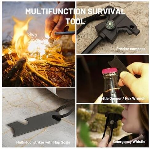 2Pack Survival Fire Starter-Upgraded Butterfly-Shaped Handle, 6-in-1 Flint Fire Starter, Ferro Rod Fire Starter, Emergency Fire Starters Tool for Camping in Saudi Arabia