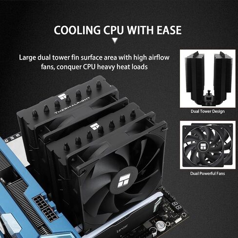 Thermalright Phantom Spirit 120 SE Black CPU Air Cooler,7 Heat Pipes CPU Cooler,Dual 120mm PWM Fans, AGHP 4.0 Technology,for AM4/AM5&Intel 1851/1700/1150/1151/1200, PC Cooler Tower in Saudi Arabia