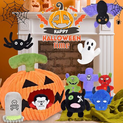 Halloween Dog Toys Set, 11 Pack Squeaky Dog Toys for Aggressive Chewers, Pumpkin Dog toy Bundle, Assorted Dog Toys to Keep Them Busy, Dog Toys gift for Large Medium Small Dogs in Saudi Arabia