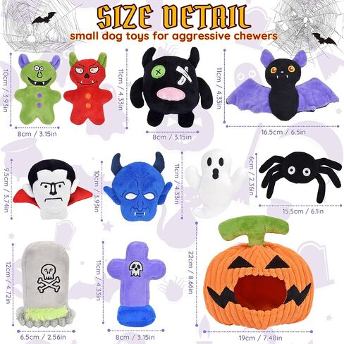 Halloween Dog Toys Set, 11 Pack Squeaky Dog Toys for Aggressive Chewers, Pumpkin Dog toy Bundle, Assorted Dog Toys to Keep Them Busy, Dog Toys gift for Large Medium Small Dogs in Saudi Arabia