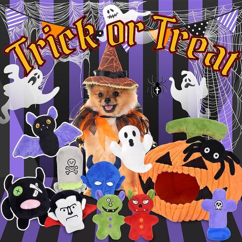 Halloween Dog Toys Set, 11 Pack Squeaky Dog Toys for Aggressive Chewers, Pumpkin Dog toy Bundle, Assorted Dog Toys to Keep Them Busy, Dog Toys gift for Large Medium Small Dogs in Saudi Arabia