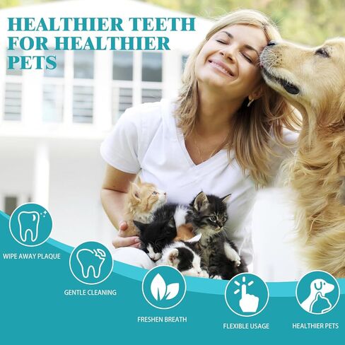 Pet Dental Care Finger Wipes 50 Counts,Dog Dental Wipes for Dog Tooth Pet Dental Finger Wipes for Dogs & Cats,Reduces Plaque & Freshens Breath in Saudi Arabia