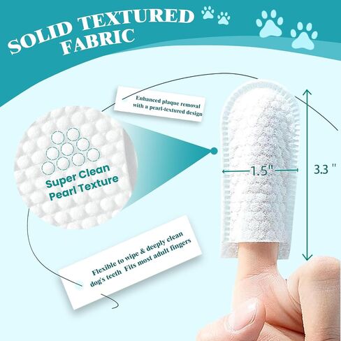Pet Dental Care Finger Wipes 50 Counts,Dog Dental Wipes for Dog Tooth Pet Dental Finger Wipes for Dogs & Cats,Reduces Plaque & Freshens Breath in Saudi Arabia