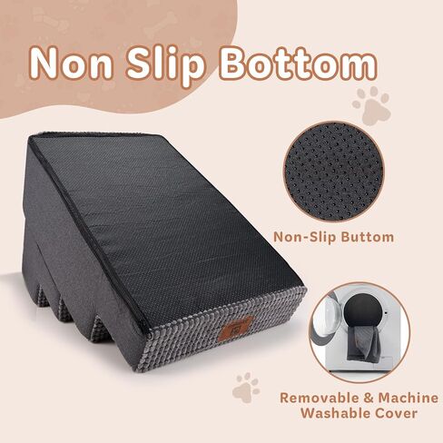 Dog Stairs for Small Dogs, Dog Steps for Bed and Couch, Folding Pet Stairs Dog Ramp Non-Slip Bottom Pet Ramps Removable Washable Cover Non-Slip Bottom Balanced Pet Ramps Grey (4-Steps Gray) in Saudi Arabia