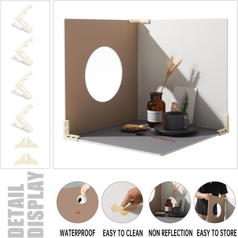 5PCS 16x16 Inch Double Sided Product Photography Background Boards with 4PCS Brakets and 2PCS Pane Brackets, Waterproof Photo Backdrop Props for Food Jewelry Cosmetics in Saudi Arabia