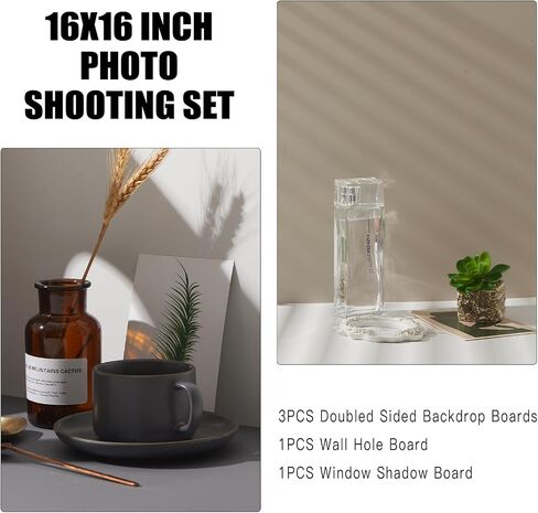5PCS 16x16 Inch Double Sided Product Photography Background Boards with 4PCS Brakets and 2PCS Pane Brackets, Waterproof Photo Backdrop Props for Food Jewelry Cosmetics in Saudi Arabia
